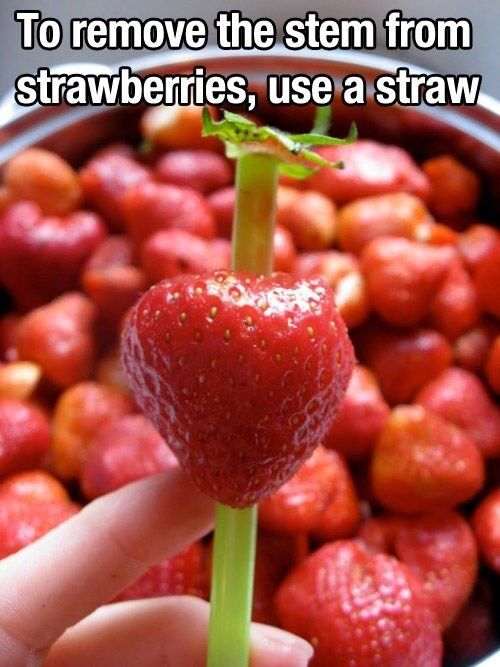 strawberries remove stem straw hack